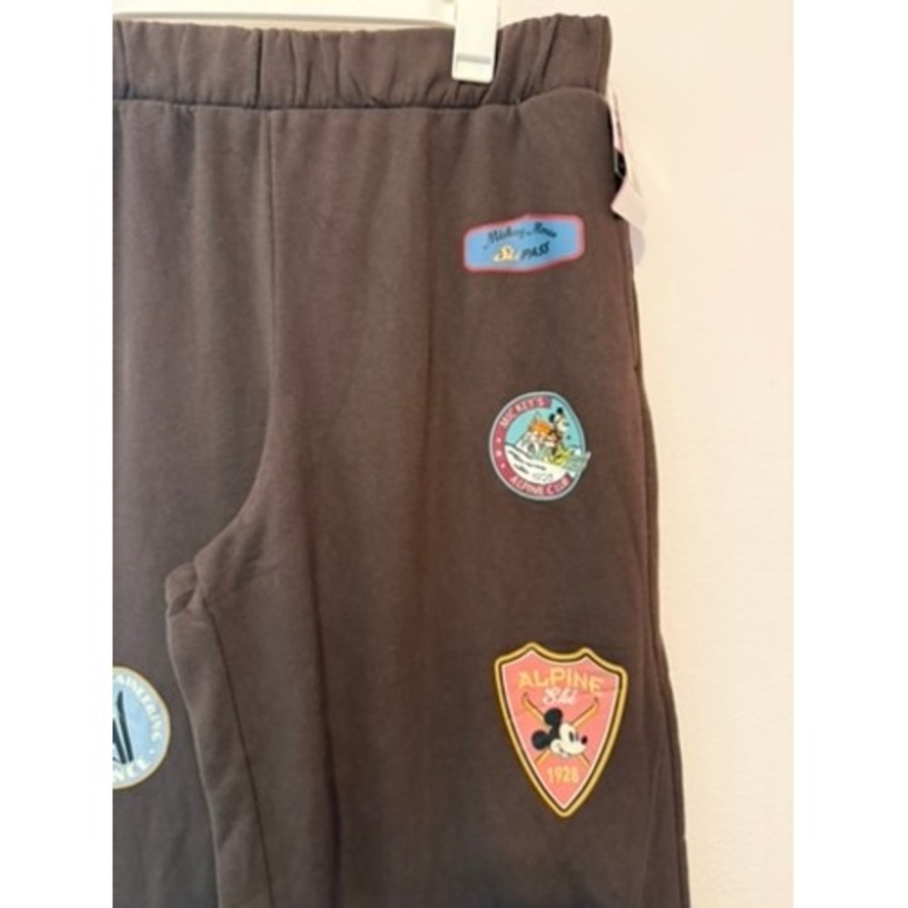 Disney Mickey Mouse Brown Alpine Ski Patch Wide Leg Sweatpants XXL - Picture 2 of 5